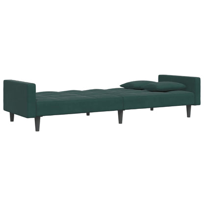 vidaXL Schlafsofa 2-Sitzer mit Fußhocker Dunkelgrün Samt