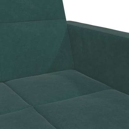 vidaXL Schlafsofa 2-Sitzer mit Fußhocker Dunkelgrün Samt