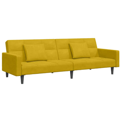 vidaXL Schlafsofa 2-Sitzer mit Fußhocker Gelb Samt