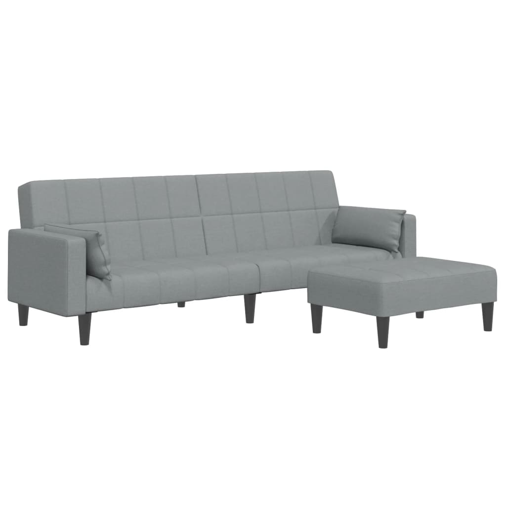 vidaXL Schlafsofa 2-Sitzer mit Fußhocker Hellgrau Stoff