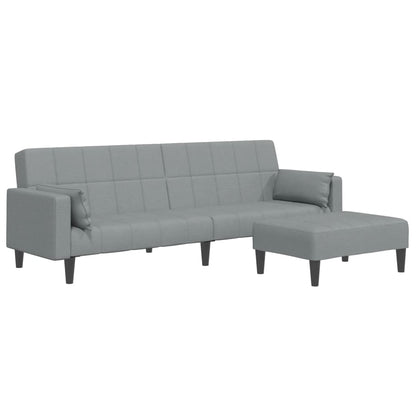 vidaXL Schlafsofa 2-Sitzer mit Fußhocker Hellgrau Stoff