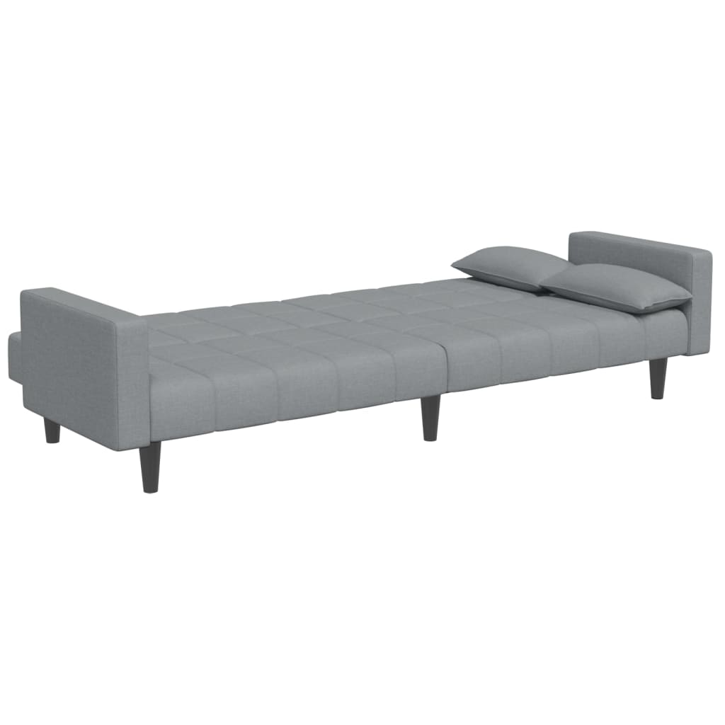 vidaXL Schlafsofa 2-Sitzer mit Fußhocker Hellgrau Stoff