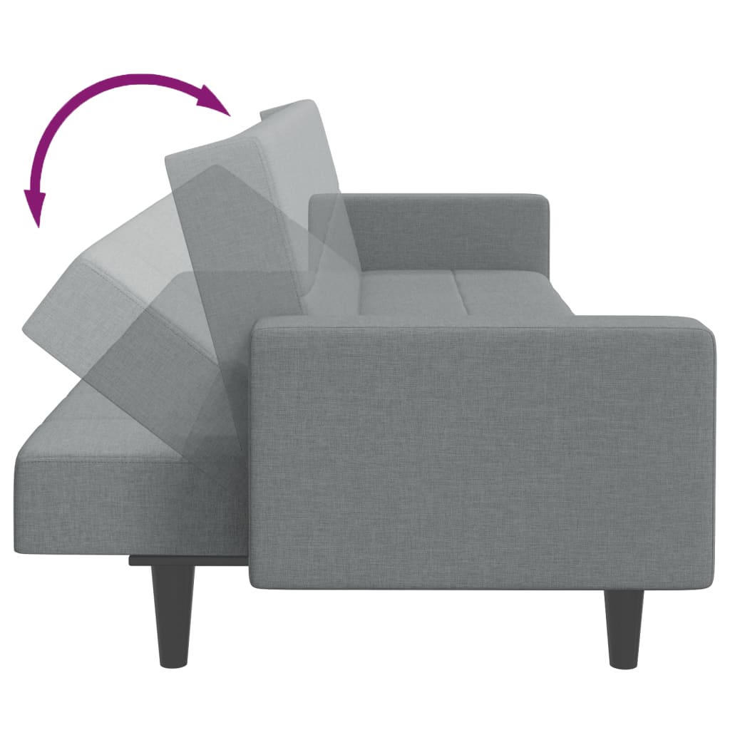 vidaXL Schlafsofa 2-Sitzer mit Fußhocker Hellgrau Stoff