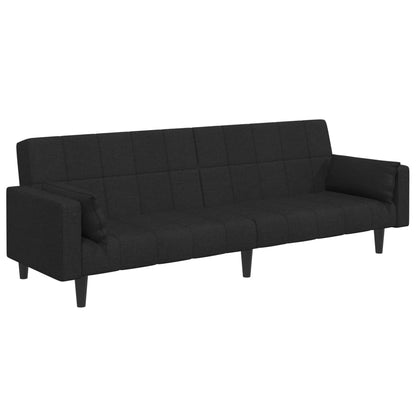 vidaXL Schlafsofa 2-Sitzer mit Fußhocker Schwarz Stoff