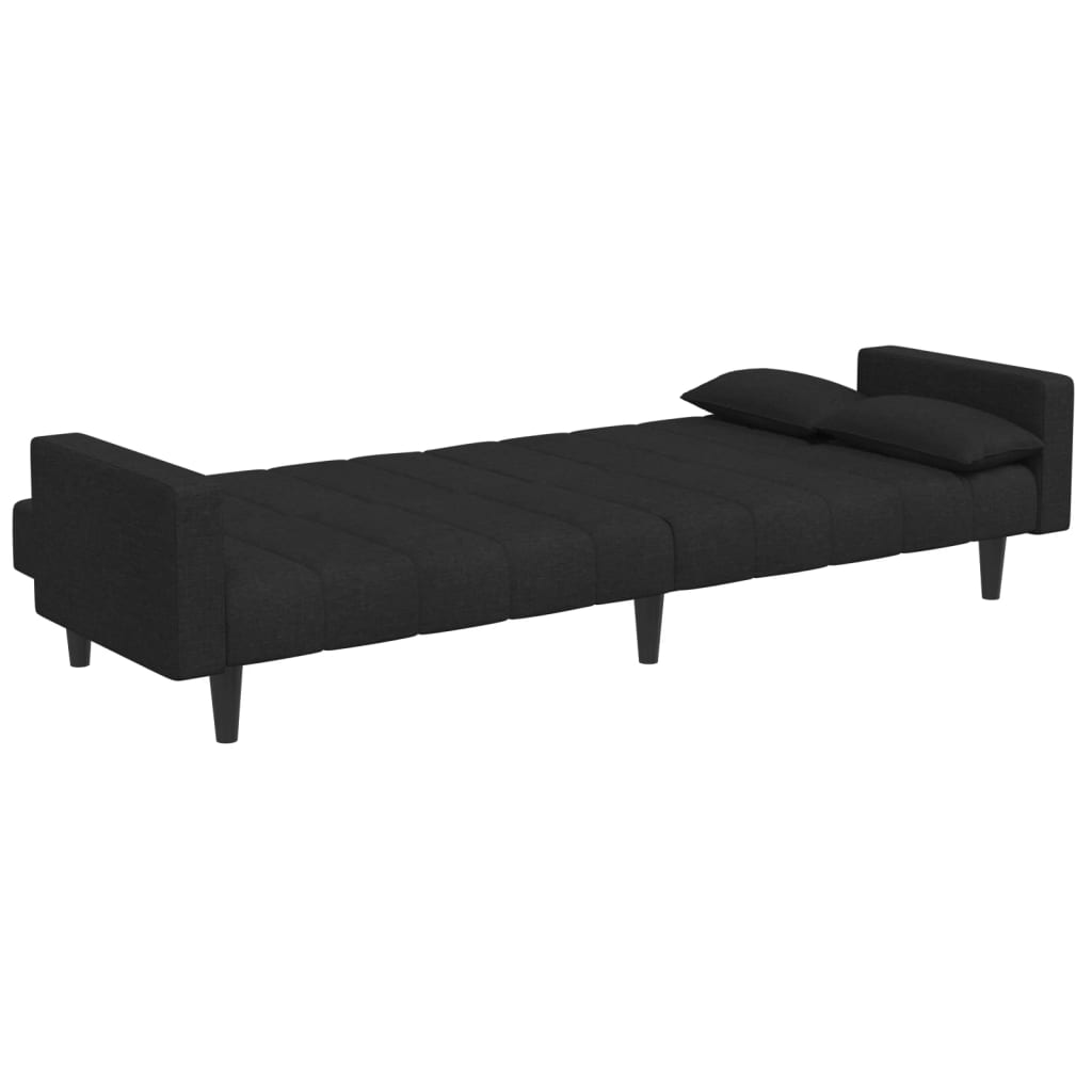 vidaXL Schlafsofa 2-Sitzer mit Fußhocker Schwarz Stoff