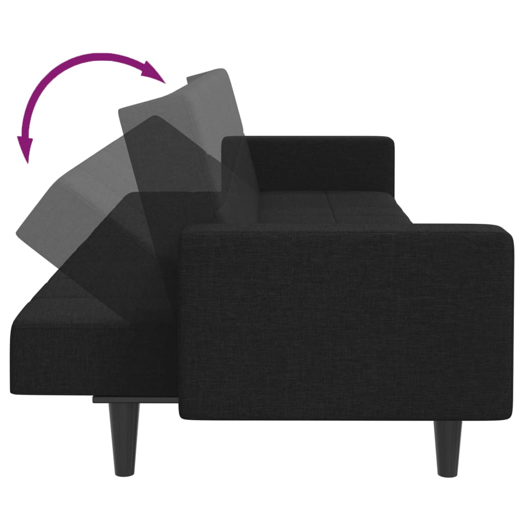 vidaXL Schlafsofa 2-Sitzer mit Fußhocker Schwarz Stoff