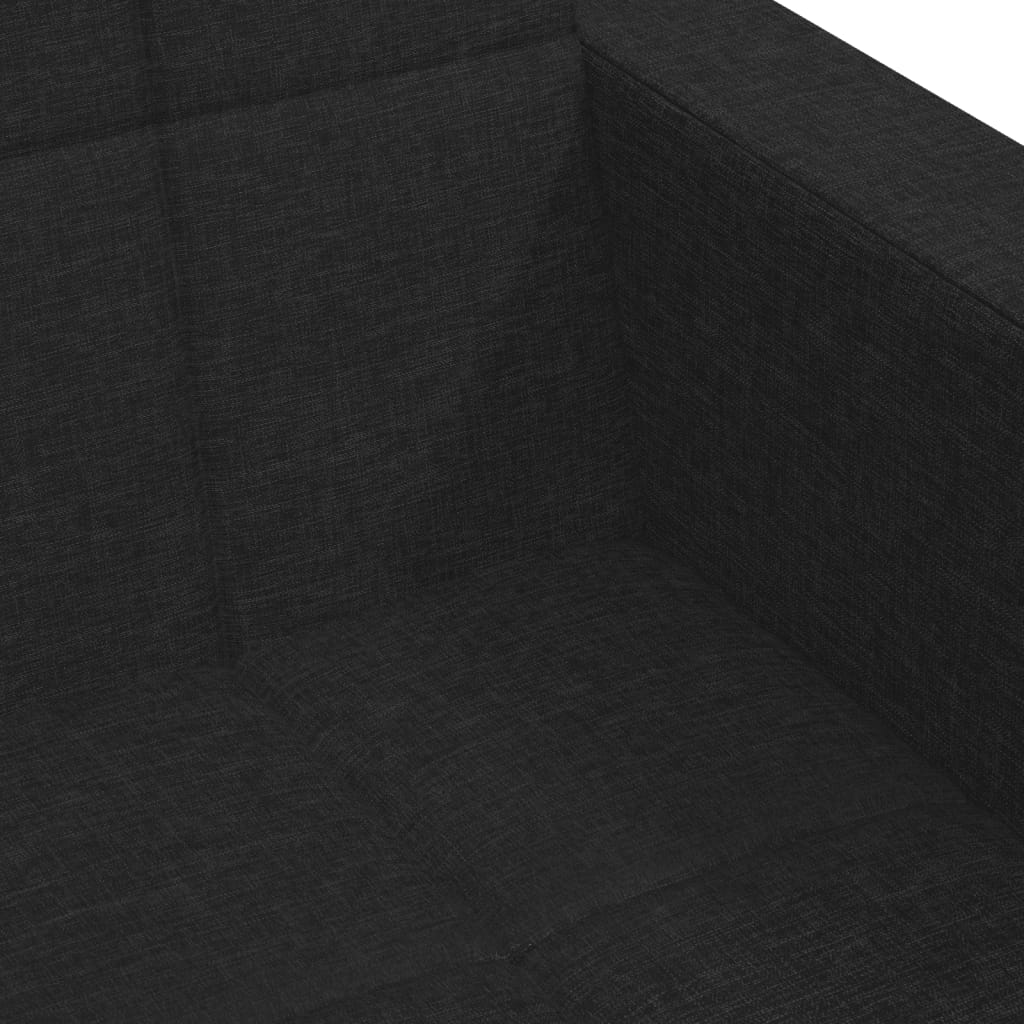 vidaXL Schlafsofa 2-Sitzer mit Fußhocker Schwarz Stoff