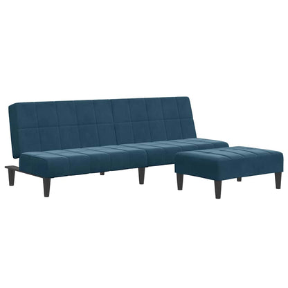 vidaXL Schlafsofa 2-Sitzer mit Fußhocker Blau Samt