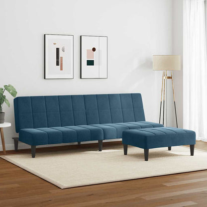 vidaXL Schlafsofa 2-Sitzer mit Fußhocker Blau Samt