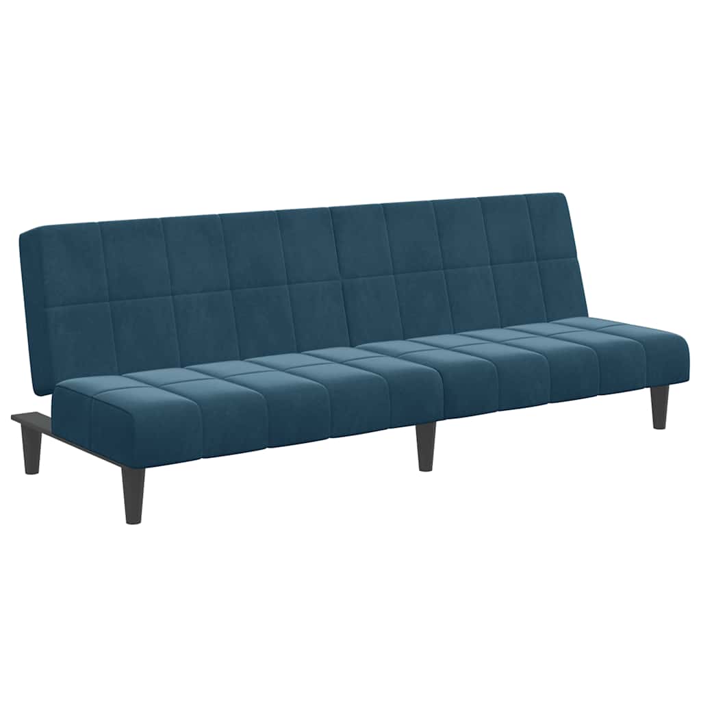 vidaXL Schlafsofa 2-Sitzer mit Fußhocker Blau Samt