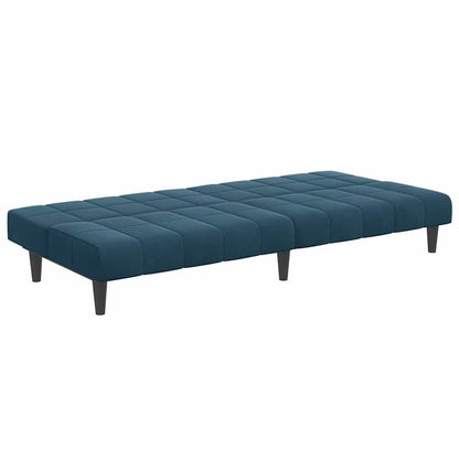vidaXL Schlafsofa 2-Sitzer mit Fußhocker Blau Samt