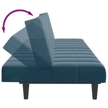 vidaXL Schlafsofa 2-Sitzer mit Fußhocker Blau Samt