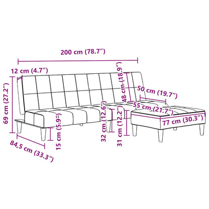 vidaXL Schlafsofa 2-Sitzer mit Fußhocker Blau Samt