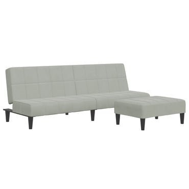 vidaXL Schlafsofa 2-Sitzer mit Fußhocker Hellgrau Samt