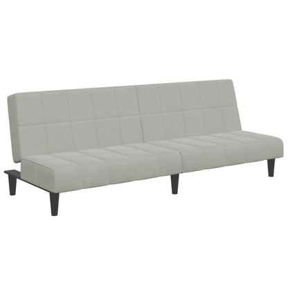 vidaXL Schlafsofa 2-Sitzer mit Fußhocker Hellgrau Samt