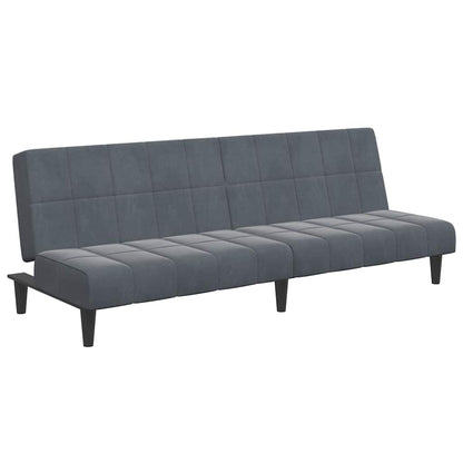 vidaXL Canapé-lit 2 places avec repose-pieds Velours gris foncé
