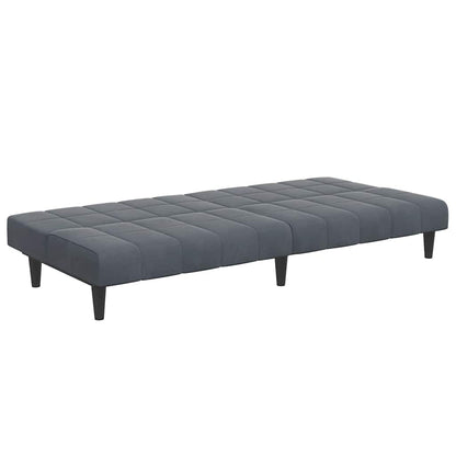 vidaXL Canapé-lit 2 places avec repose-pieds Velours gris foncé