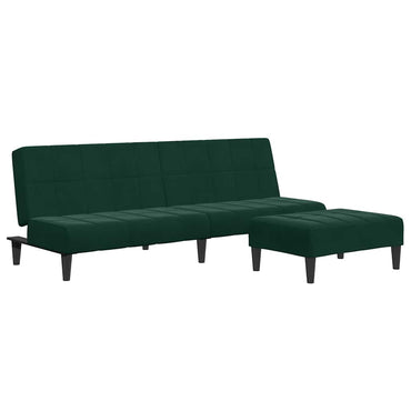 vidaXL Canapé-lit 2 places avec repose-pieds Velours Vert foncé