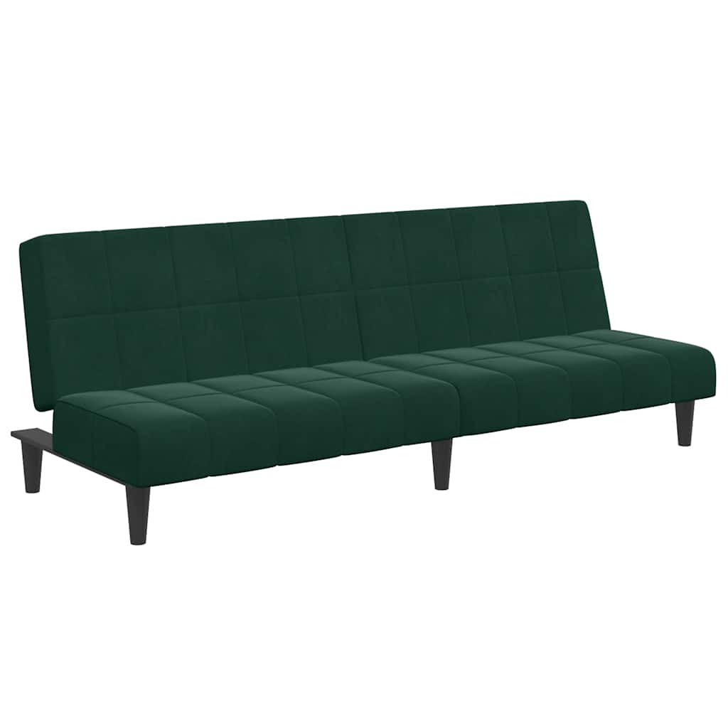 vidaXL Canapé-lit 2 places avec repose-pieds Velours Vert foncé