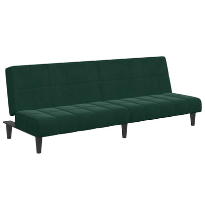 vidaXL Canapé-lit 2 places avec repose-pieds Velours Vert foncé