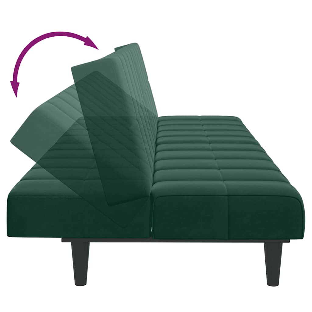 vidaXL Canapé-lit 2 places avec repose-pieds Velours Vert foncé