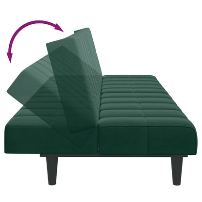 vidaXL Canapé-lit 2 places avec repose-pieds Velours Vert foncé