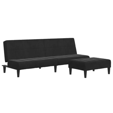 vidaXL Schlafsofa 2-Sitzer mit Fußhocker Schwarz Samt