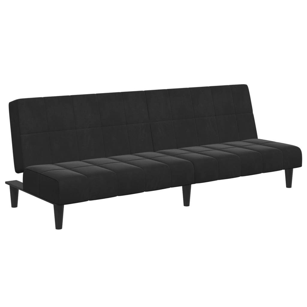 vidaXL Schlafsofa 2-Sitzer mit Fußhocker Schwarz Samt