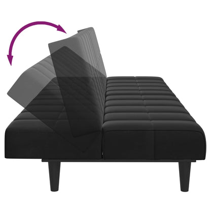 vidaXL Schlafsofa 2-Sitzer mit Fußhocker Schwarz Samt