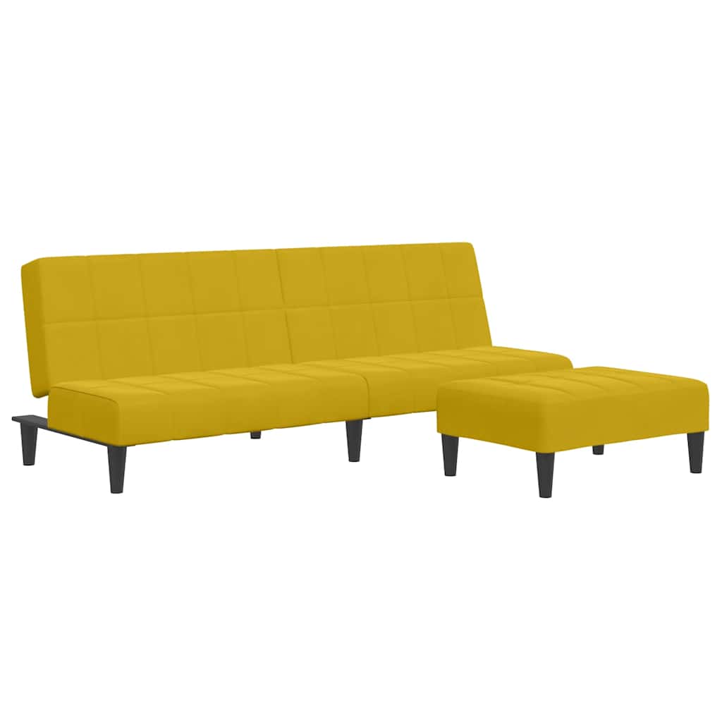 vidaXL Schlafsofa 2-Sitzer mit Fußhocker Gelb Samt