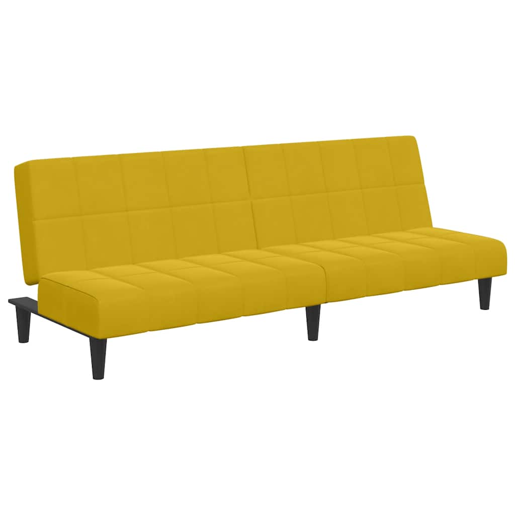 vidaXL Schlafsofa 2-Sitzer mit Fußhocker Gelb Samt