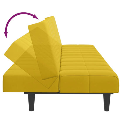 vidaXL Schlafsofa 2-Sitzer mit Fußhocker Gelb Samt