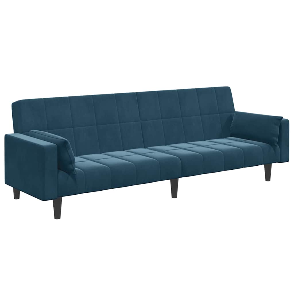 vidaXL Schlafsofa 2-Sitzer mit Fußhocker Blau Samt