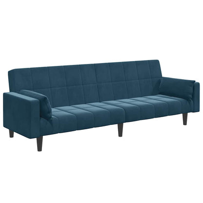 vidaXL Schlafsofa 2-Sitzer mit Fußhocker Blau Samt