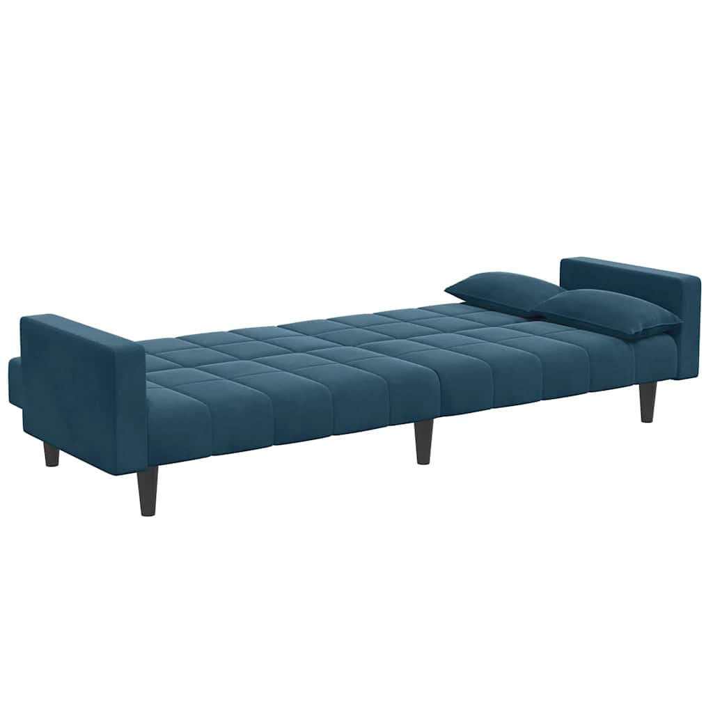 vidaXL Schlafsofa 2-Sitzer mit Fußhocker Blau Samt
