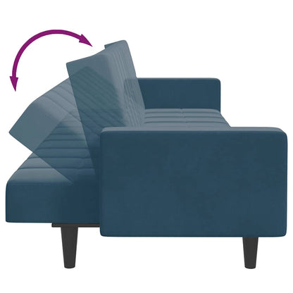 vidaXL Schlafsofa 2-Sitzer mit Fußhocker Blau Samt
