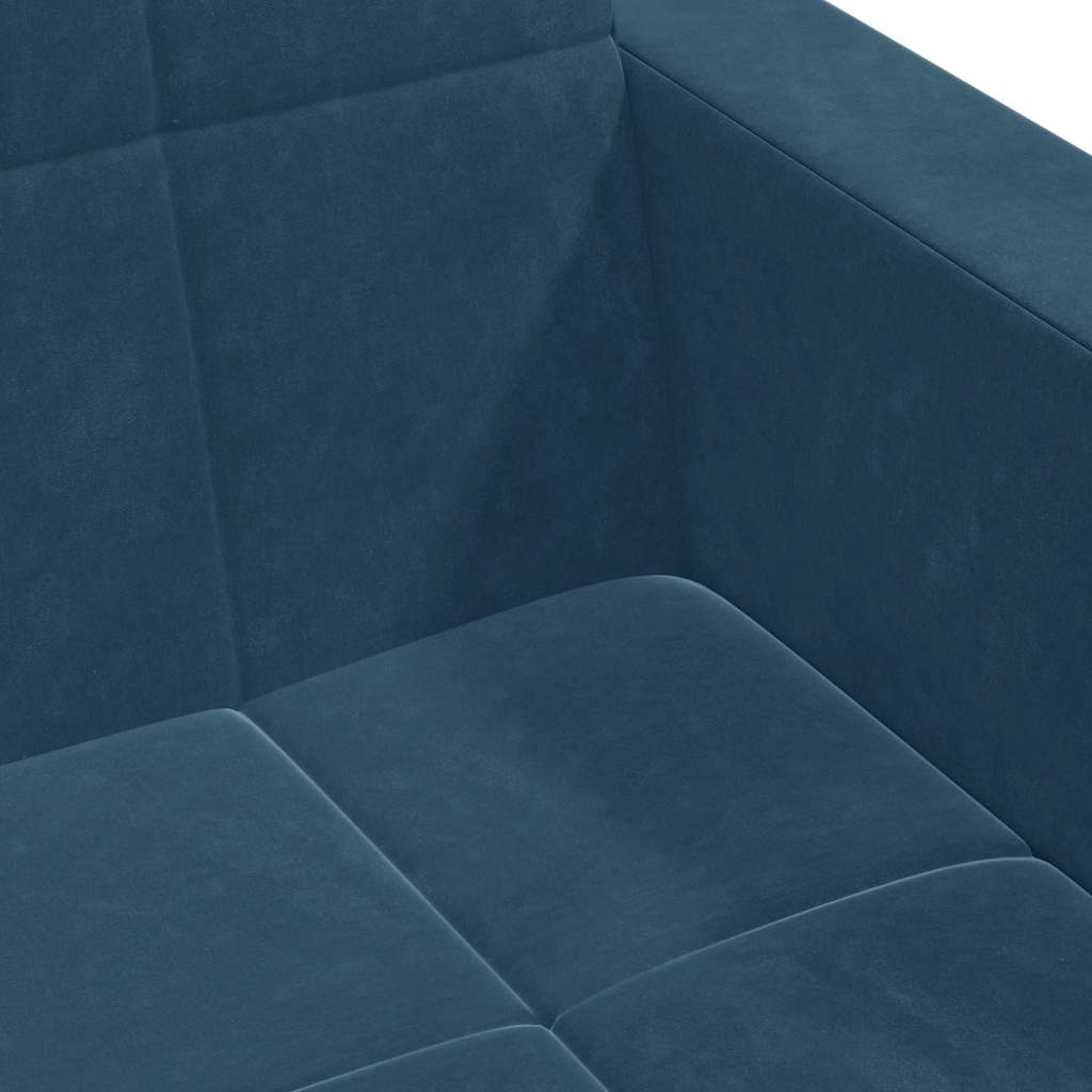 vidaXL Schlafsofa 2-Sitzer mit Fußhocker Blau Samt