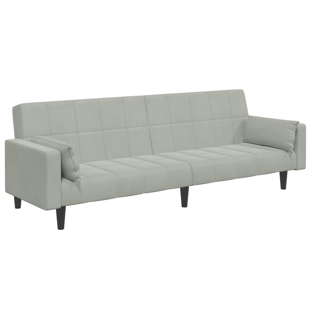 vidaXL Schlafsofa 2-Sitzer mit Fußhocker Hellgrau Samt