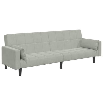 vidaXL Schlafsofa 2-Sitzer mit Fußhocker Hellgrau Samt