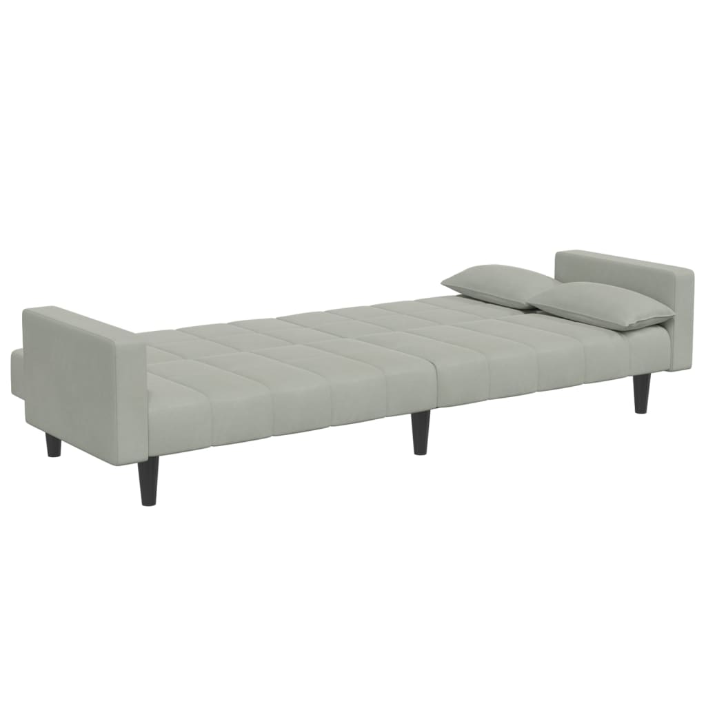 vidaXL Schlafsofa 2-Sitzer mit Fußhocker Hellgrau Samt
