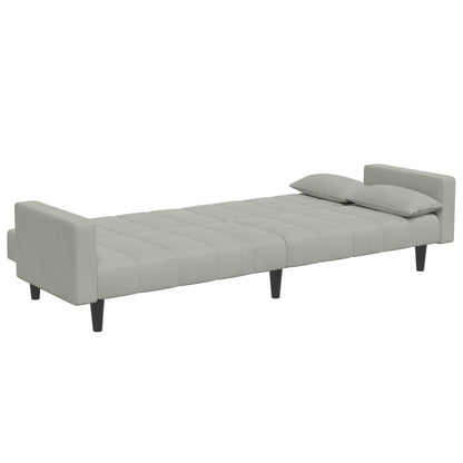 vidaXL Schlafsofa 2-Sitzer mit Fußhocker Hellgrau Samt