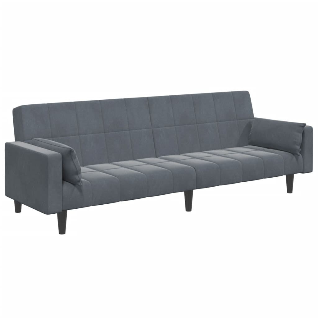vidaXL Schlafsofa 2-Sitzer mit Fußhocker Dunkelgrau Samt