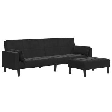 vidaXL Canapé-lit 2 places avec repose-pieds Velours Noir
