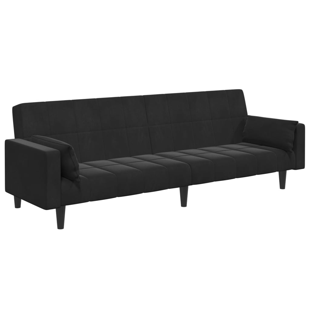 vidaXL Canapé-lit 2 places avec repose-pieds Velours Noir