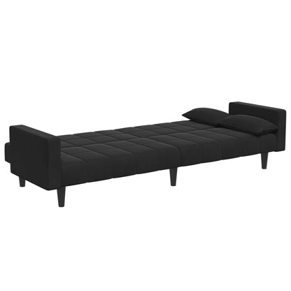 vidaXL Canapé-lit 2 places avec repose-pieds Velours Noir