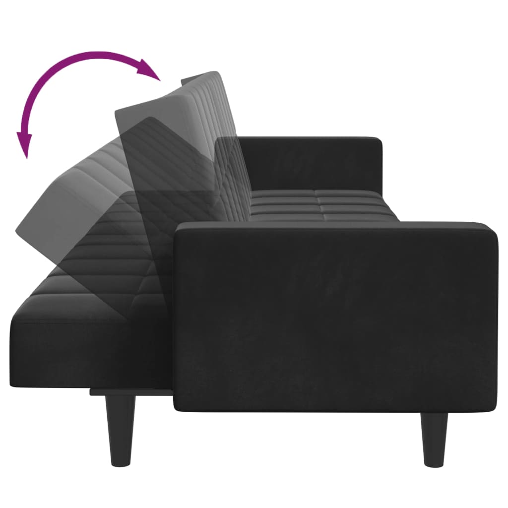 vidaXL Canapé-lit 2 places avec repose-pieds Velours Noir