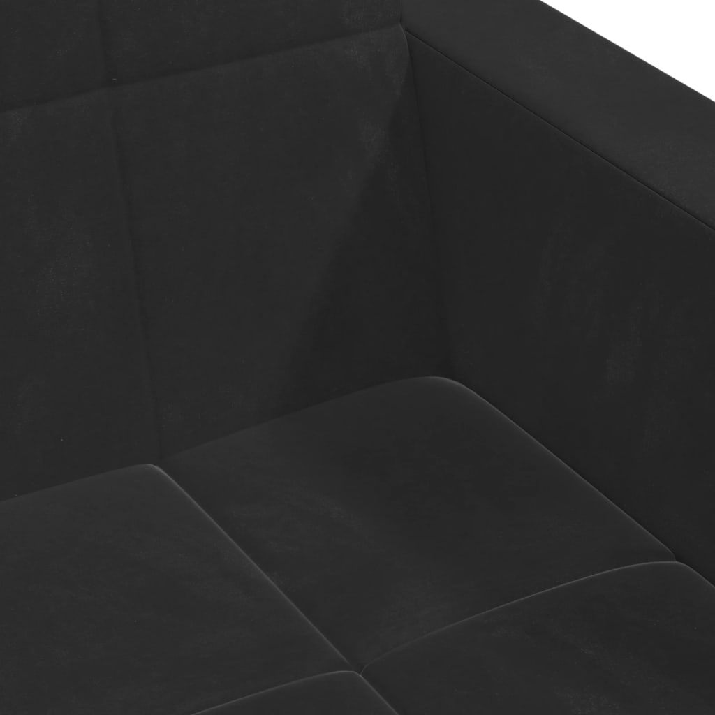 vidaXL Canapé-lit 2 places avec repose-pieds Velours Noir