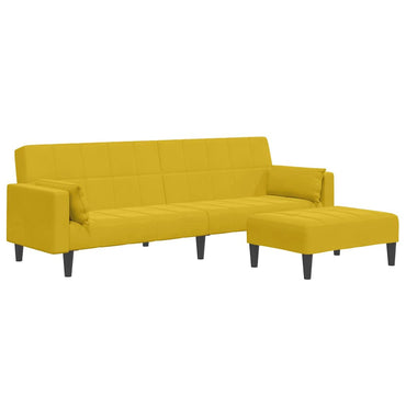 vidaXL Schlafsofa 2-Sitzer mit Fußhocker Gelb Samt