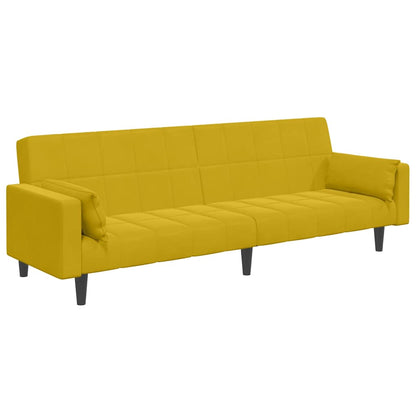 vidaXL Schlafsofa 2-Sitzer mit Fußhocker Gelb Samt