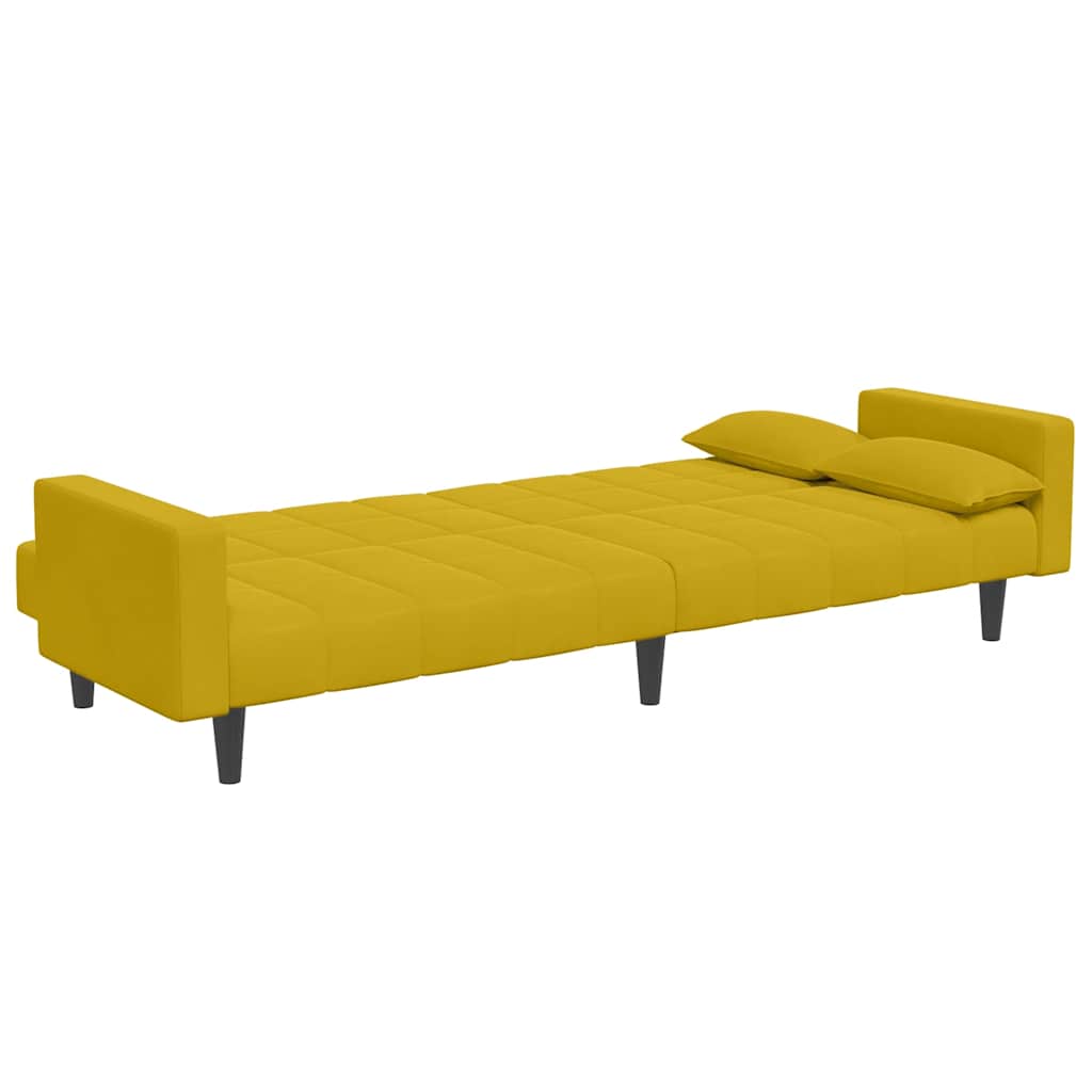vidaXL Schlafsofa 2-Sitzer mit Fußhocker Gelb Samt